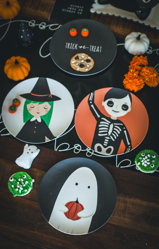 Trick or Treat Bamboo Reusable Halloween Plates