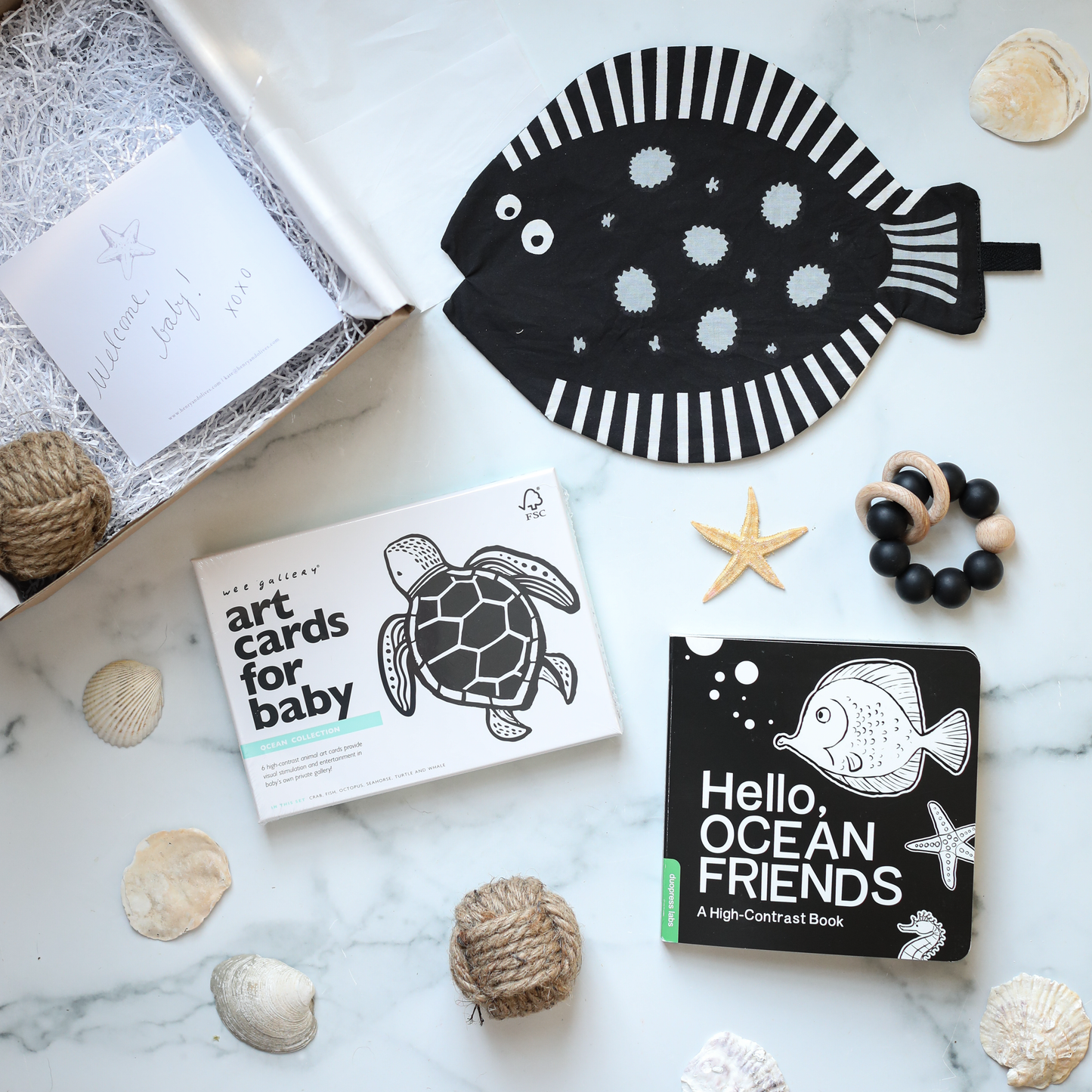 Black + White Ocean Baby Gift Box