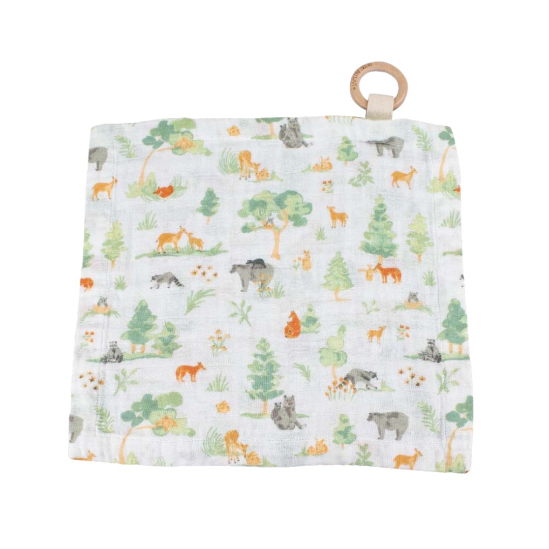 Bebe au Lait Forest Friends Classic Muslin Teether Blanket - Henry + Olives
