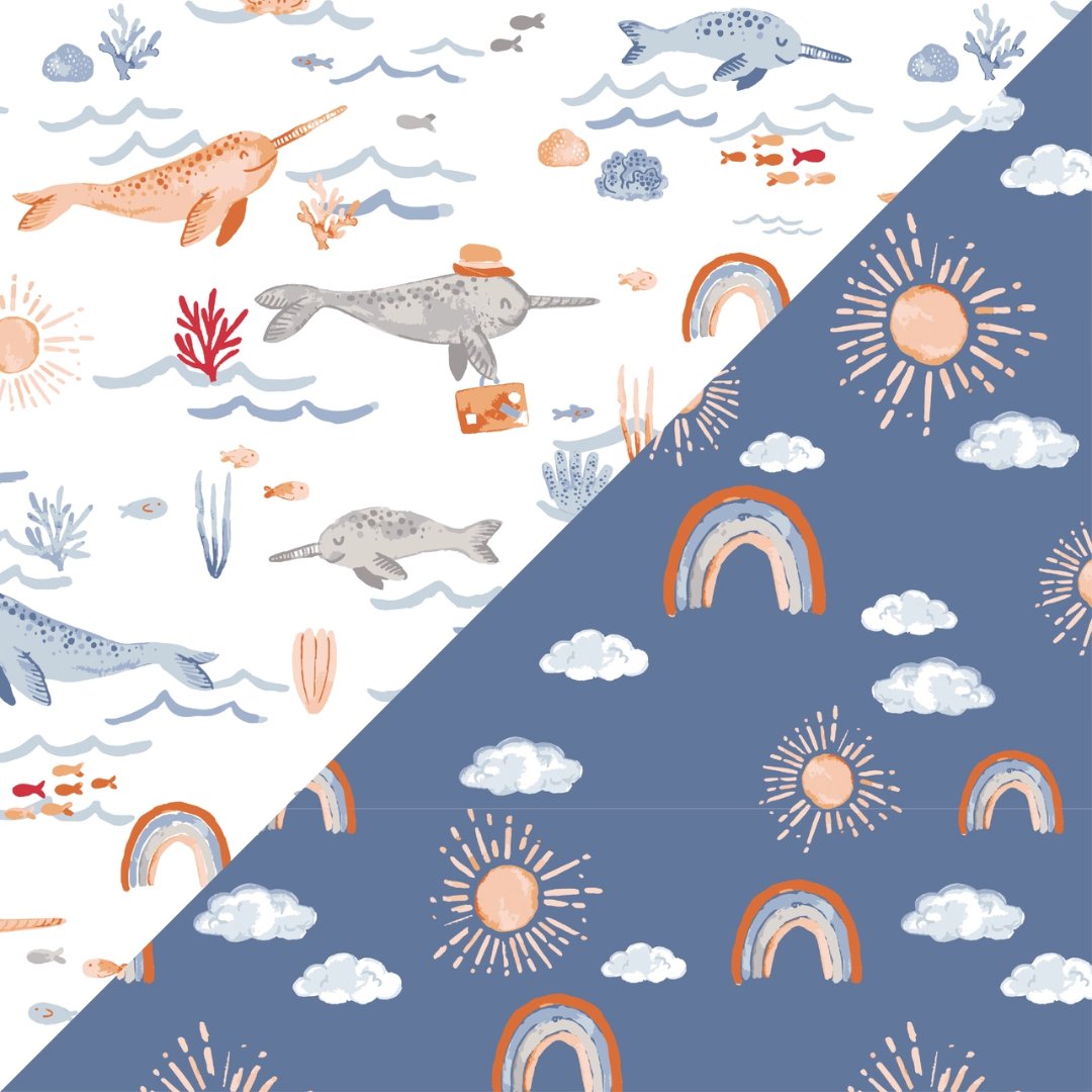 Bebe au Lait Narwhal + Sunshine Classic Muslin Super Snuggle Blanket - Henry + Olives