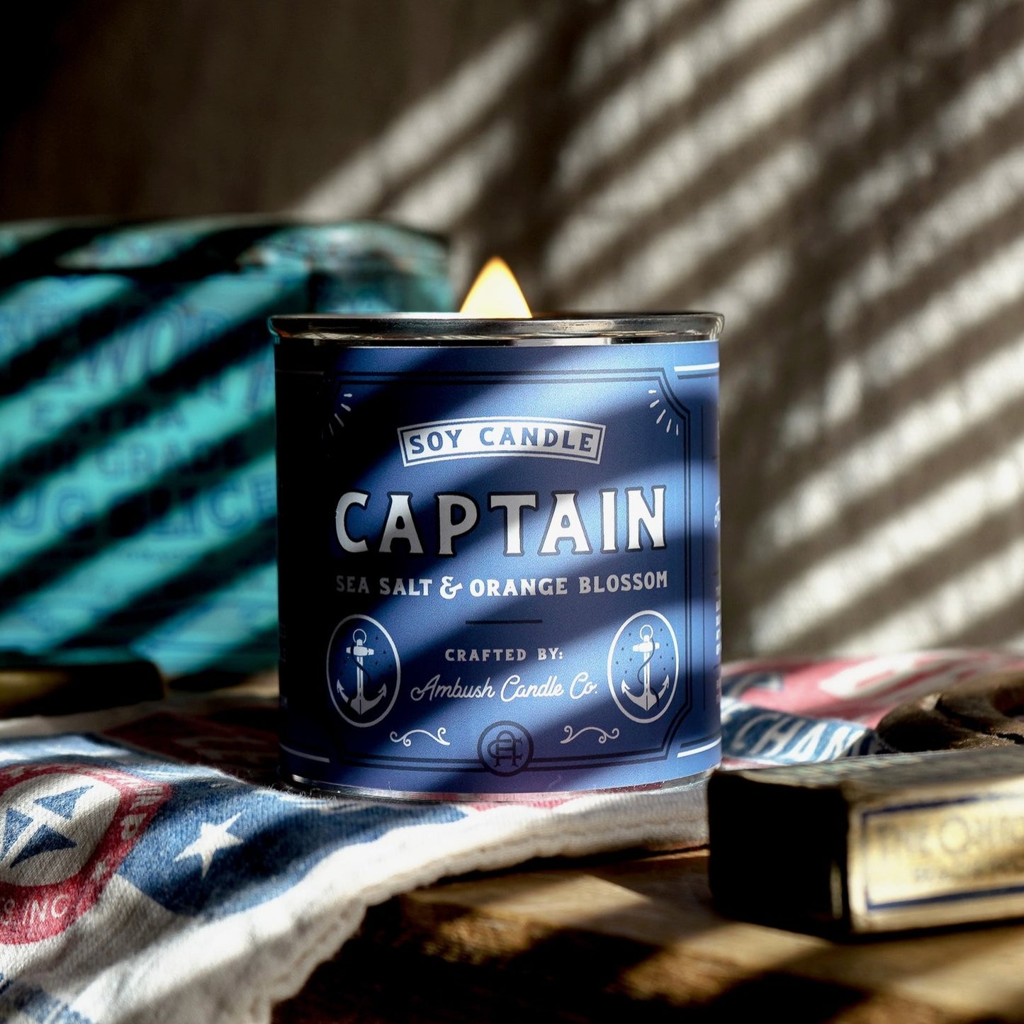 Captain 8 oz Soy Candle - Sea Salt + Orange Blossom - Henry + Olives