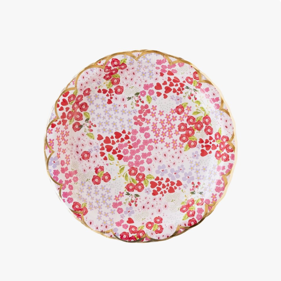 Ditzy Heart & Florals Paper Plate - Henry + Olives