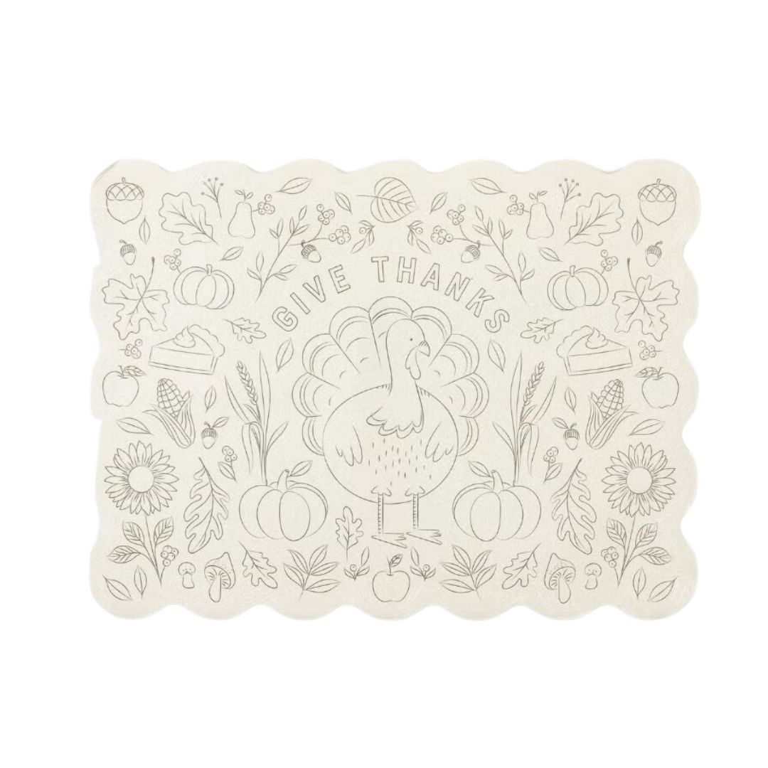 Give Thanks Coloring Thanksgiving Placemats - Henry + Olives