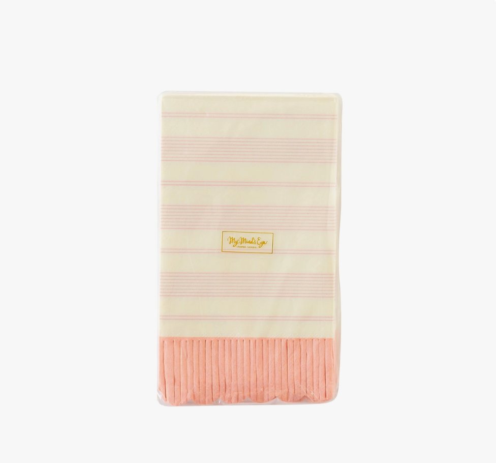 Pink Striped Fringe Paper Napkins - Henry + Olives