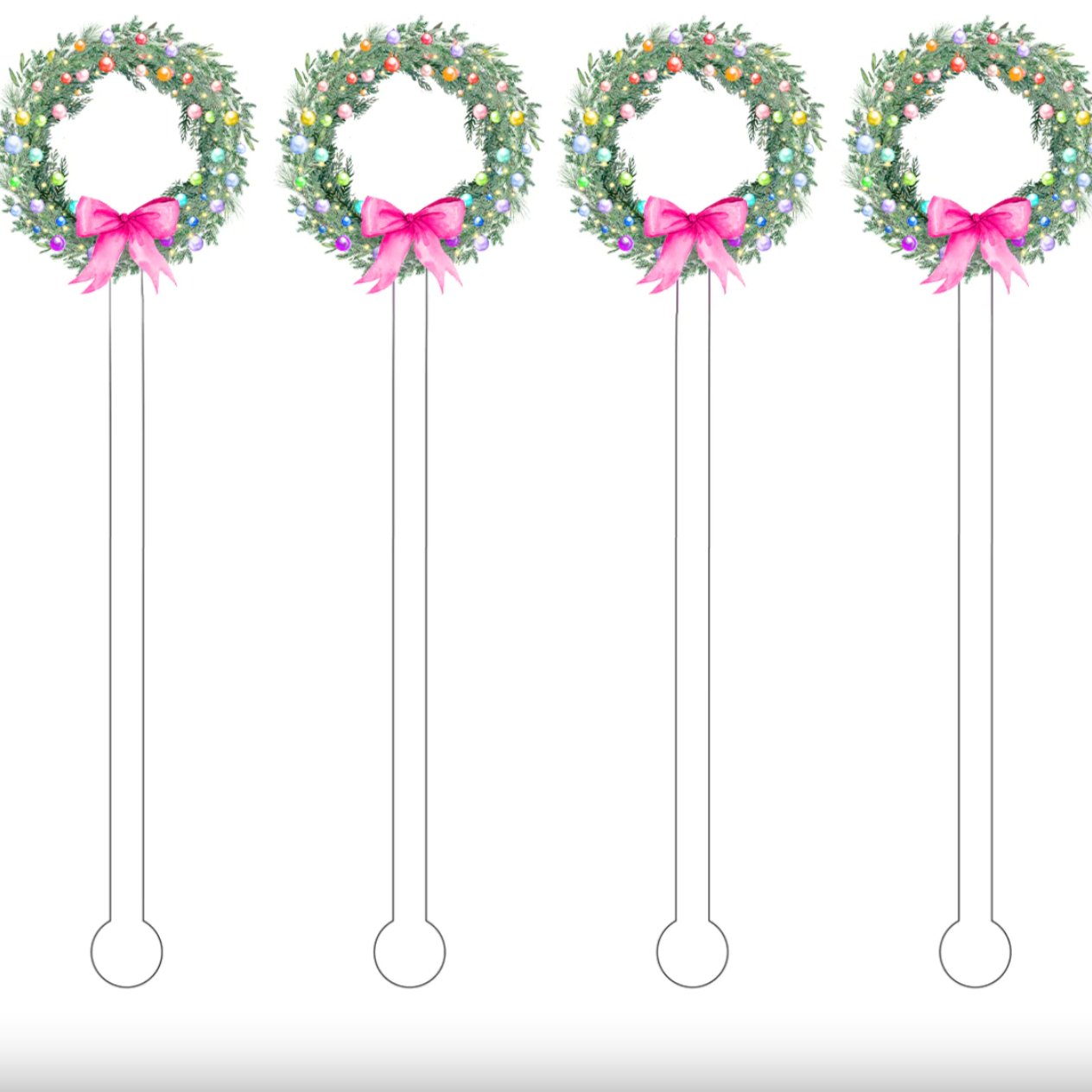 Rainbow Wreath Christmas Acrylic Stir Sticks - Henry + Olives