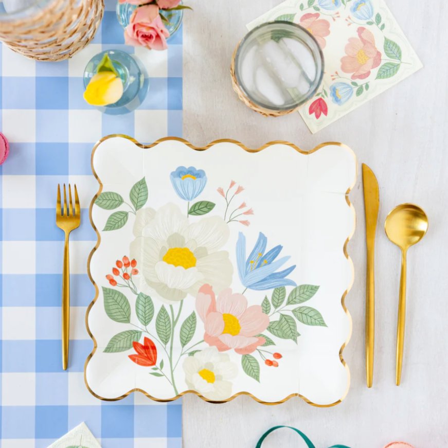 Spring Floral Corner Plate - Henry + Olives