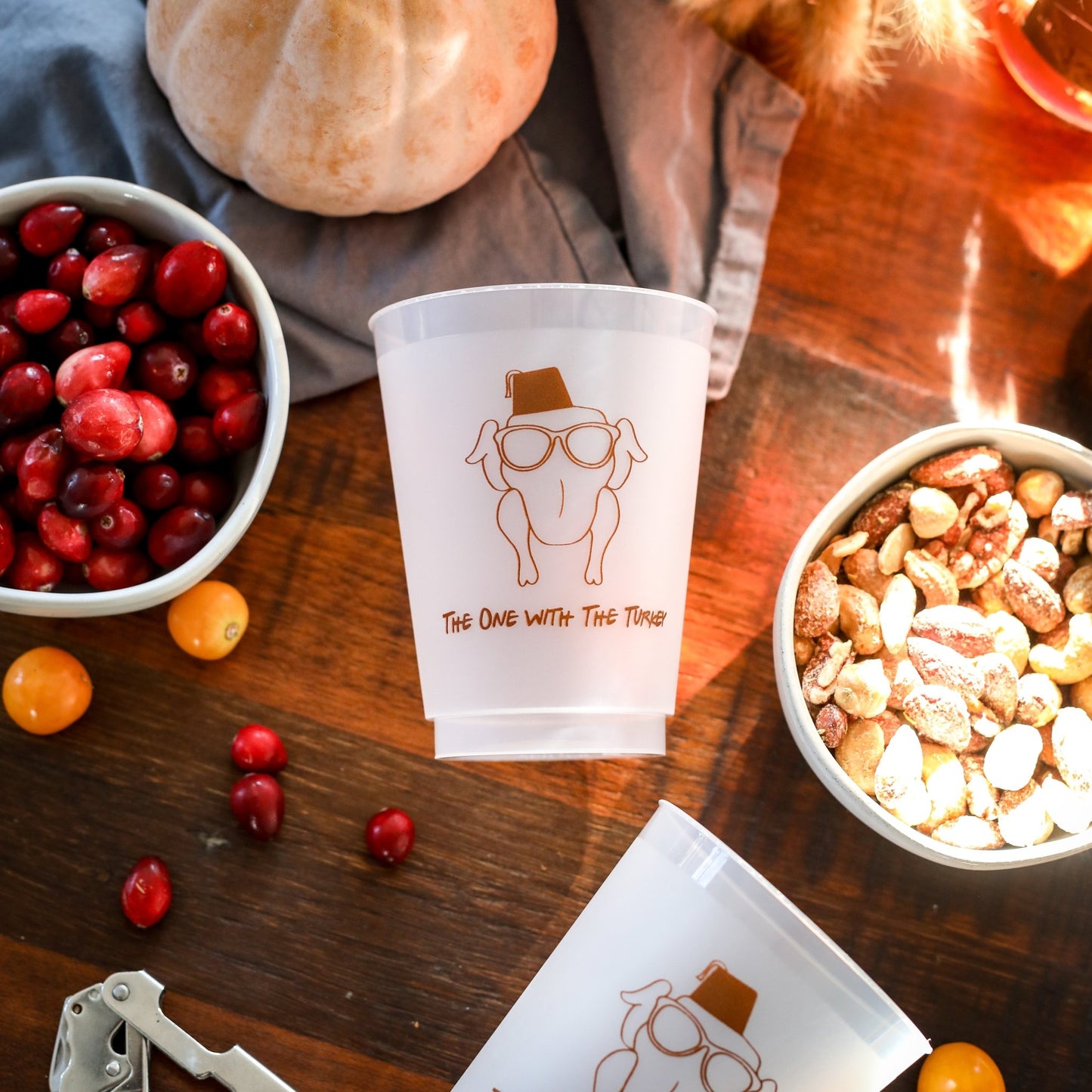 The One with the Turkey - Friends Themed Frosted Cups, Set of 6 - Henry + Olives
