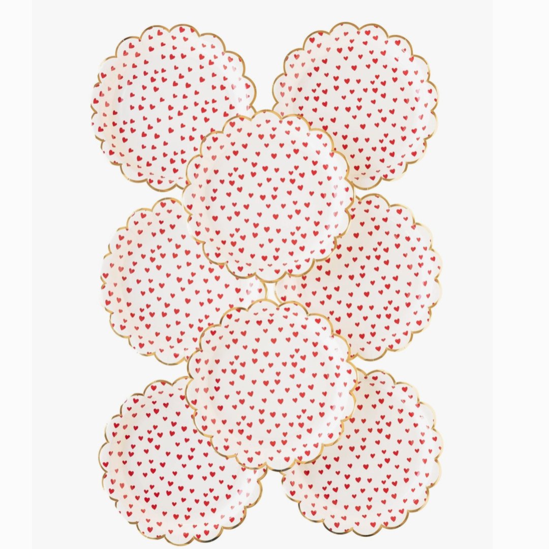 Tiny Red Hearts Paper Plate - Henry + Olives