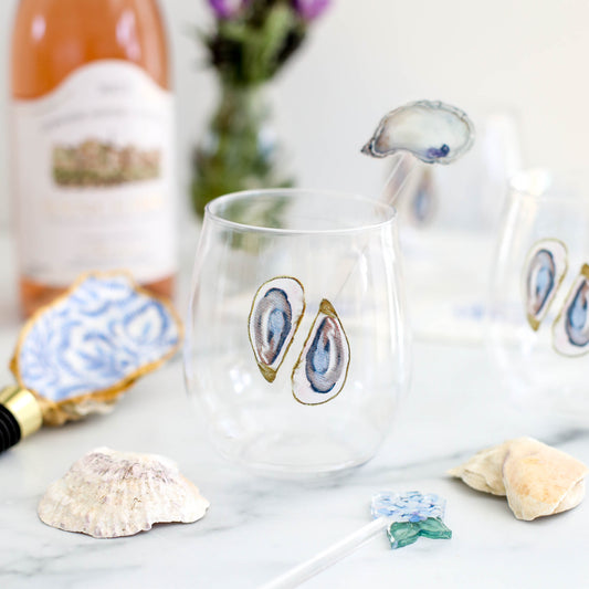 Stemless Oyster Wine Glass Set