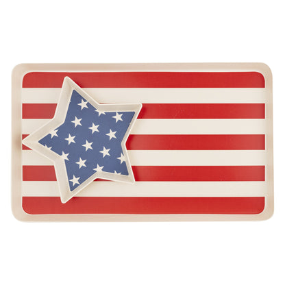 American Flag Stacked Reusable Bamboo Serving Tray Set - Henry + Olives