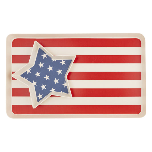 American Flag Stacked Reusable Bamboo Serving Tray Set - Henry + Olives