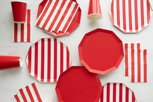 Cherry Red Cabana Stripe Paper Plates - Henry + Olives