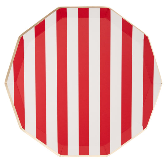 Cherry Red Cabana Stripe Paper Plates - Henry + Olives