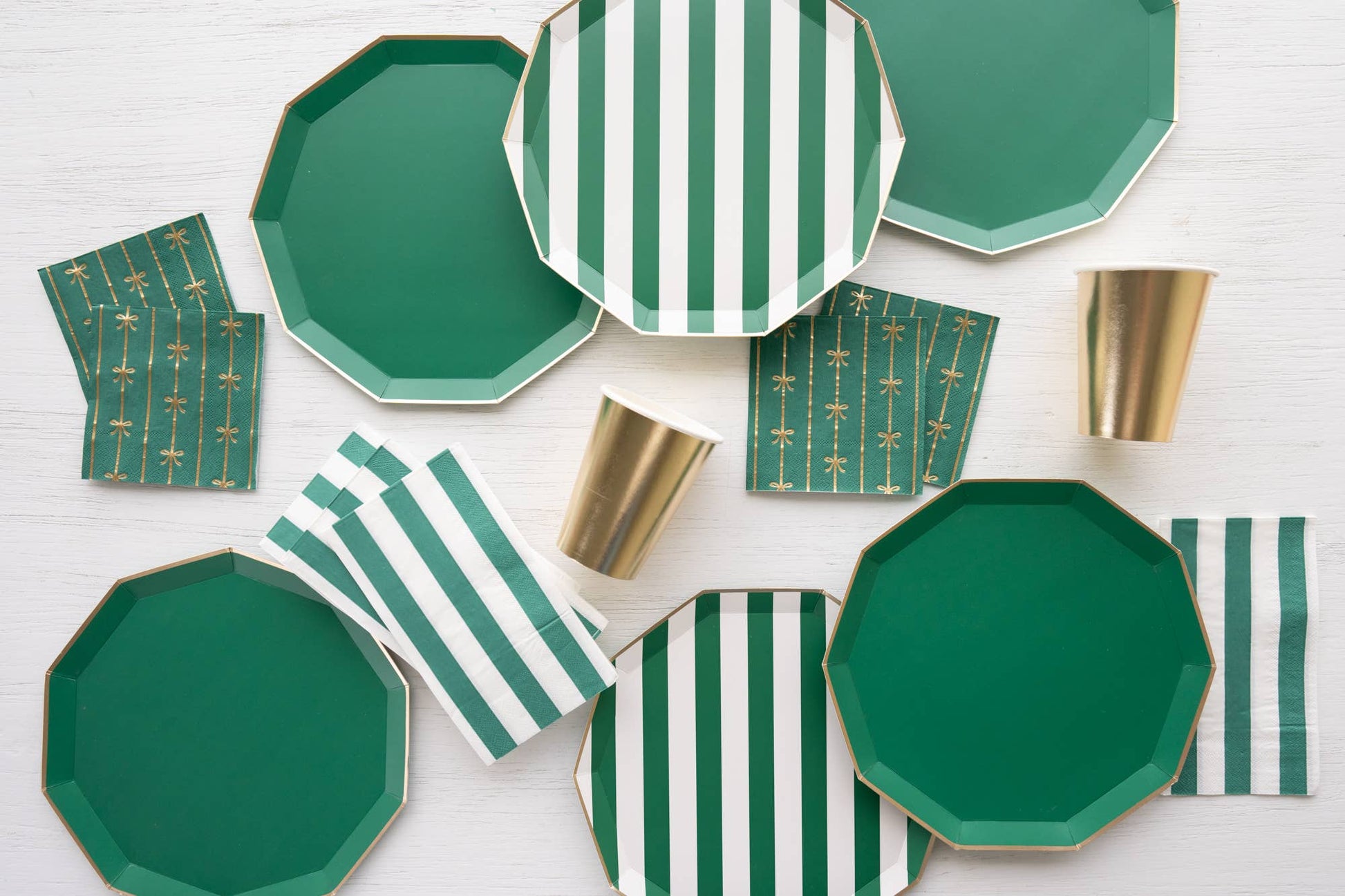 Emerald Green Cabana Stripe Guest Paper Napkins - Henry + Olives
