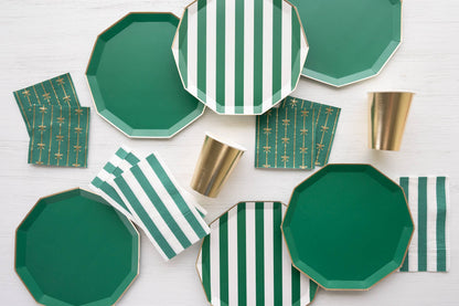 Emerald Green Cabana Stripe Guest Paper Napkins - Henry + Olives