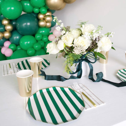 Emerald Green Signature Cabana Stripe Paper Plates - Henry + Olives