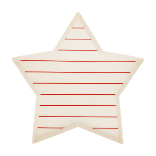 Hamptons Star Shaped Red Stripe Reusable Bamboo Tray - Henry + Olives