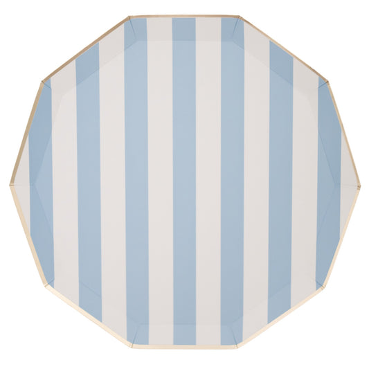 Sky Blue Signature Cabana Stripe Paper Plates - Henry + Olives