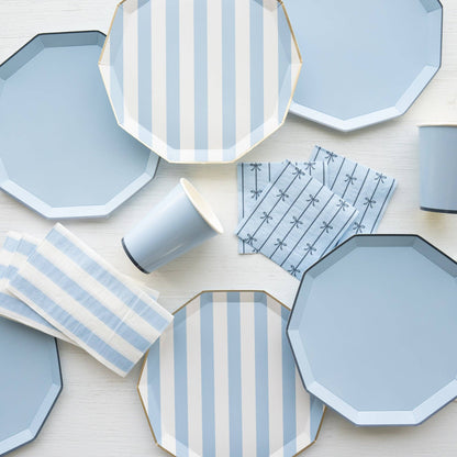 Sky Blue Signature Cabana Stripe Paper Plates - Henry + Olives