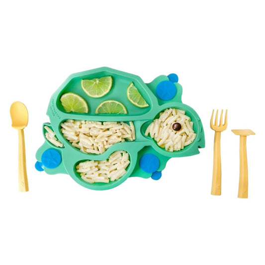 Baby Turtle Suction Plate and Training Utensils - Henry + Olives