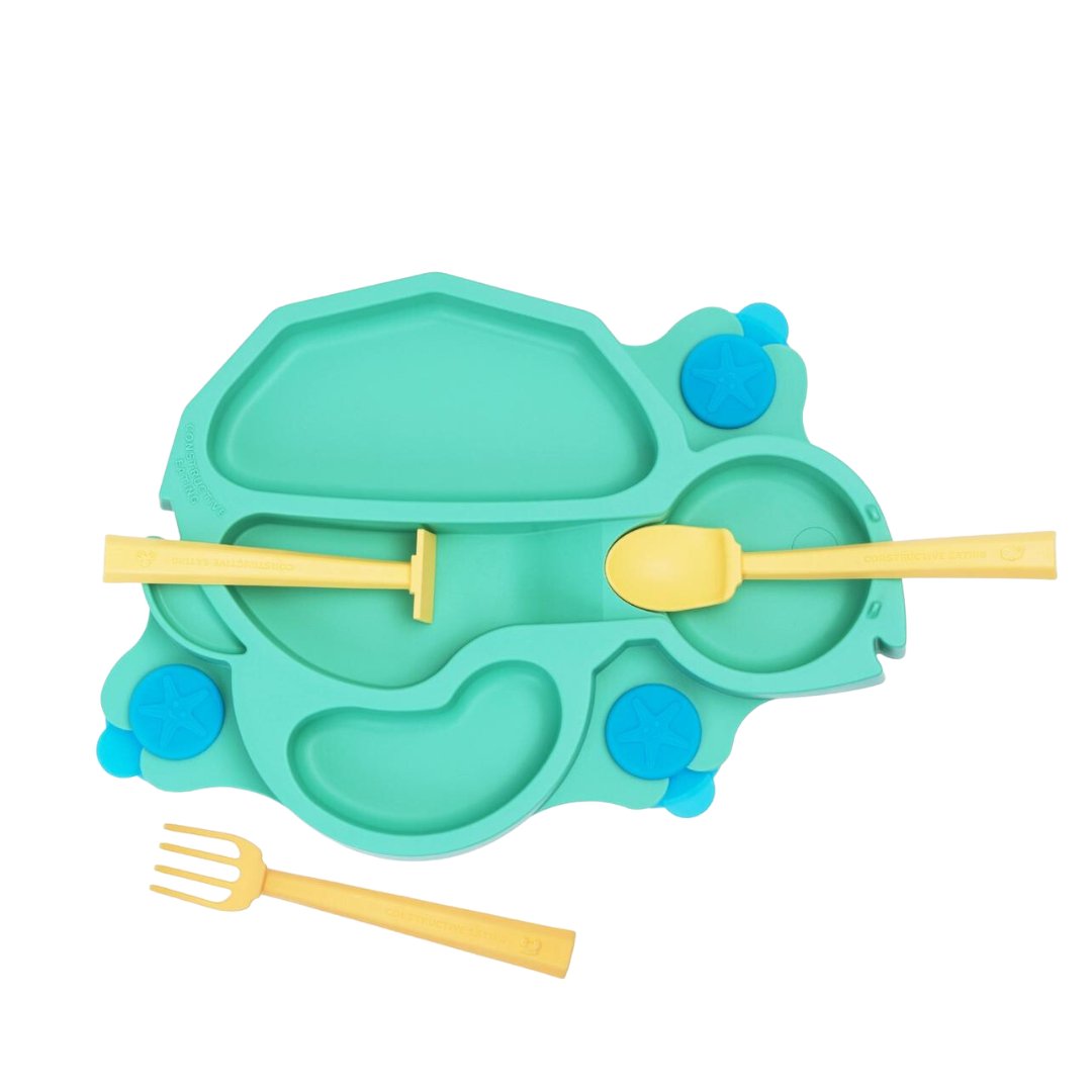 Baby Turtle Suction Plate and Training Utensils - Henry + Olives