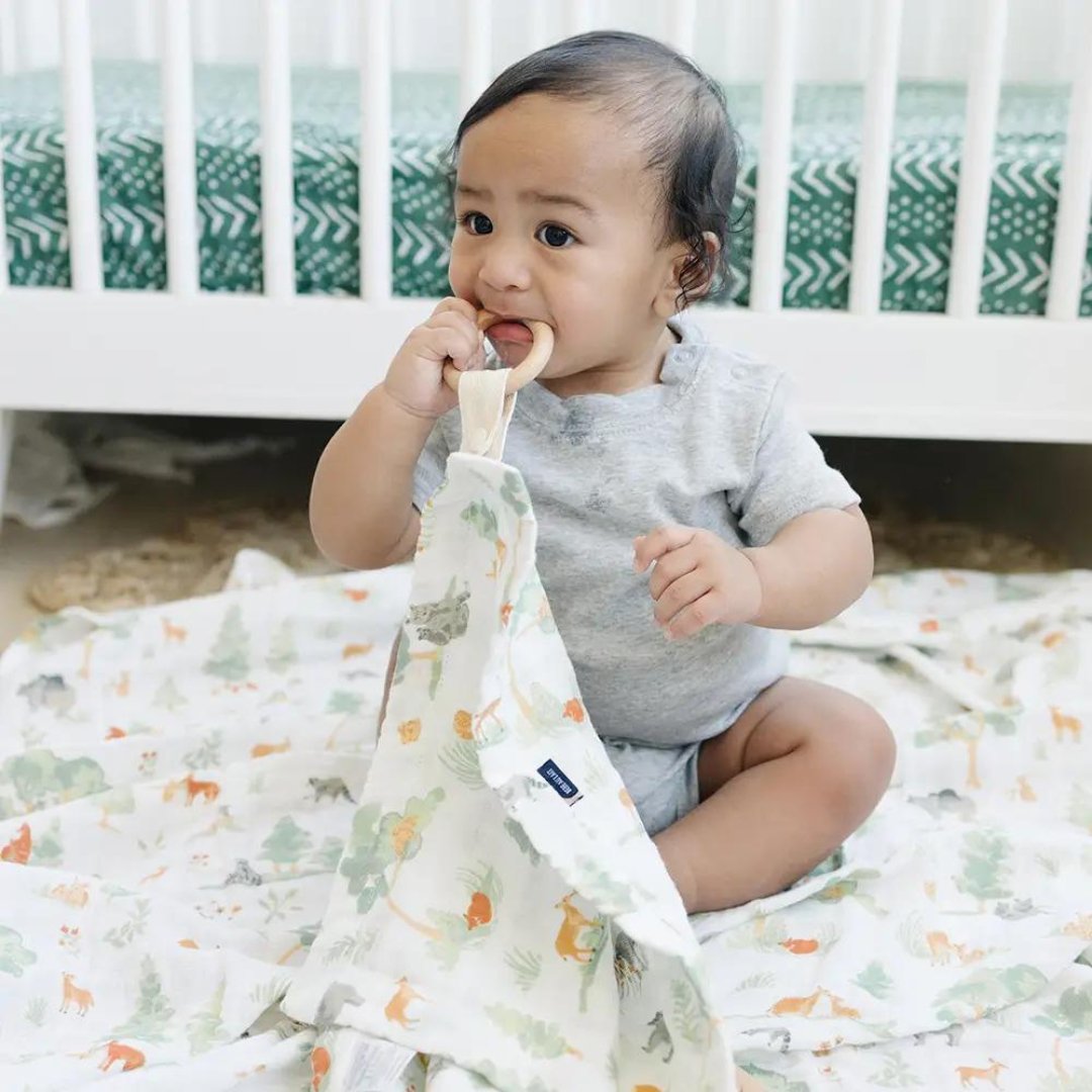 Bebe au Lait Forest Friends Classic Muslin Teether Blanket - Henry + Olives