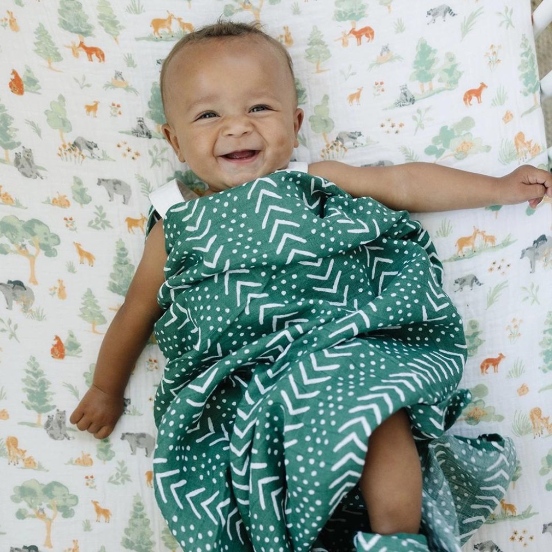 Bebe au Lait Forest Friends + Mudcloth Classic Muslin Swaddle Blanket Set - Henry + Olives