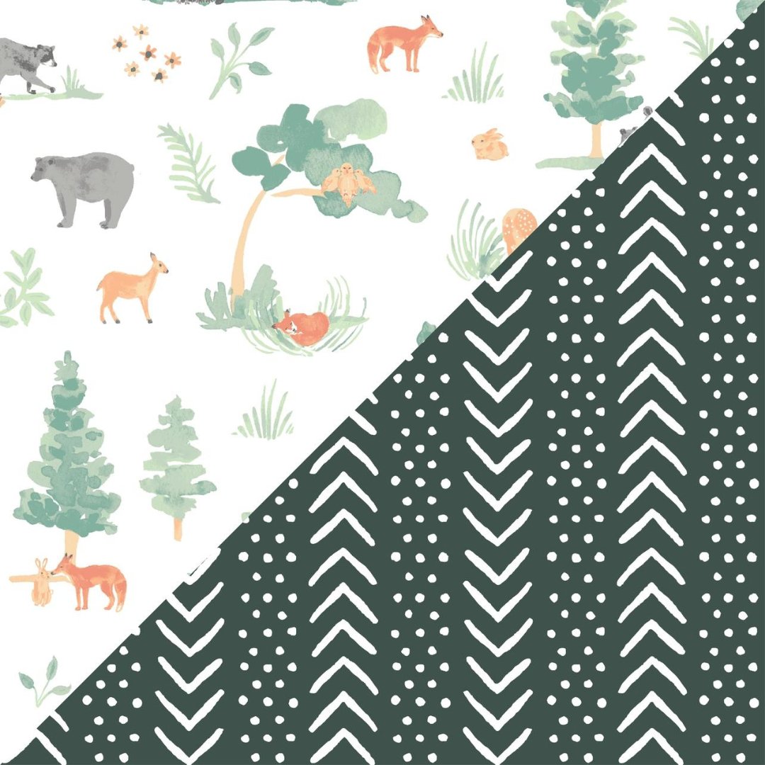 Bebe au Lait Forest Friends + Mudcloth Classic Muslin Swaddle Blanket Set - Henry + Olives
