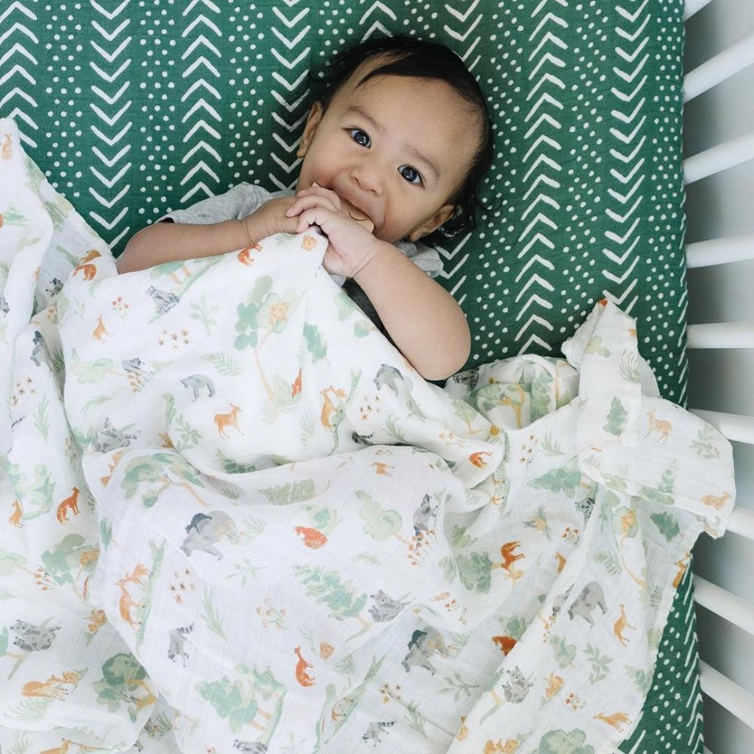 Bebe au Lait Forest Friends + Mudcloth Classic Muslin Swaddle Blanket Set - Henry + Olives