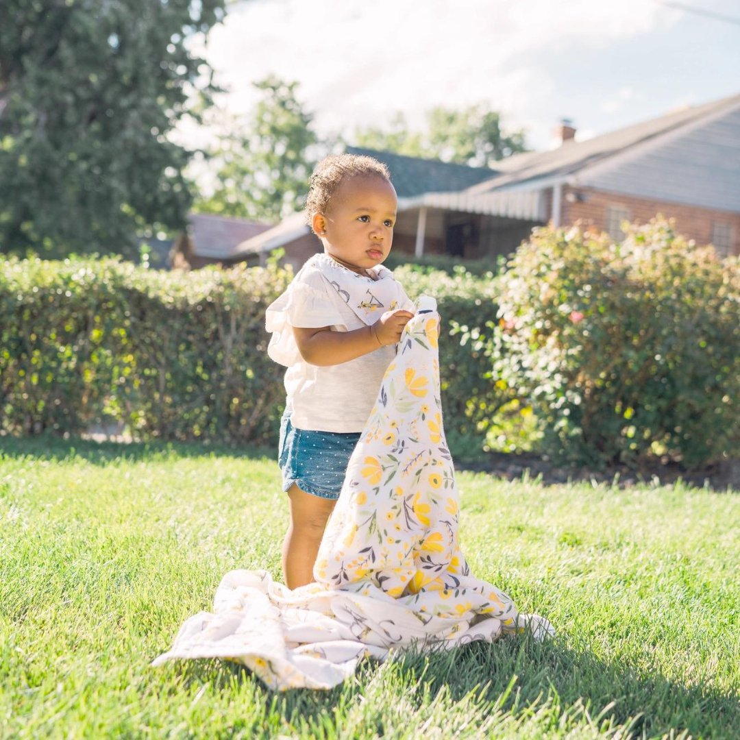 Bebe au Lait Royal Garden + Floral Alphabet Oh-So-Soft Snuggle Blanket - Henry + Olives