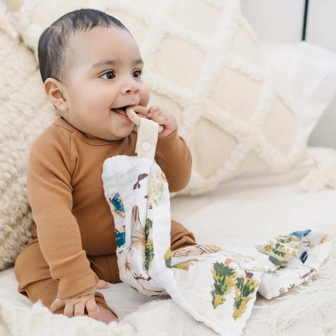 Bebe au Lait Wyoming Classic Cotton Muslin Teether Blanket - Henry + Olives