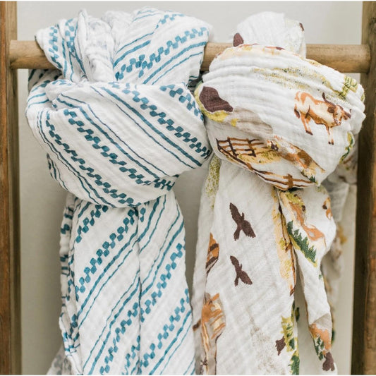 Bebe au Lait Wyoming + Western Stripe Classic Muslin Swaddle Blanket Set - Henry + Olives