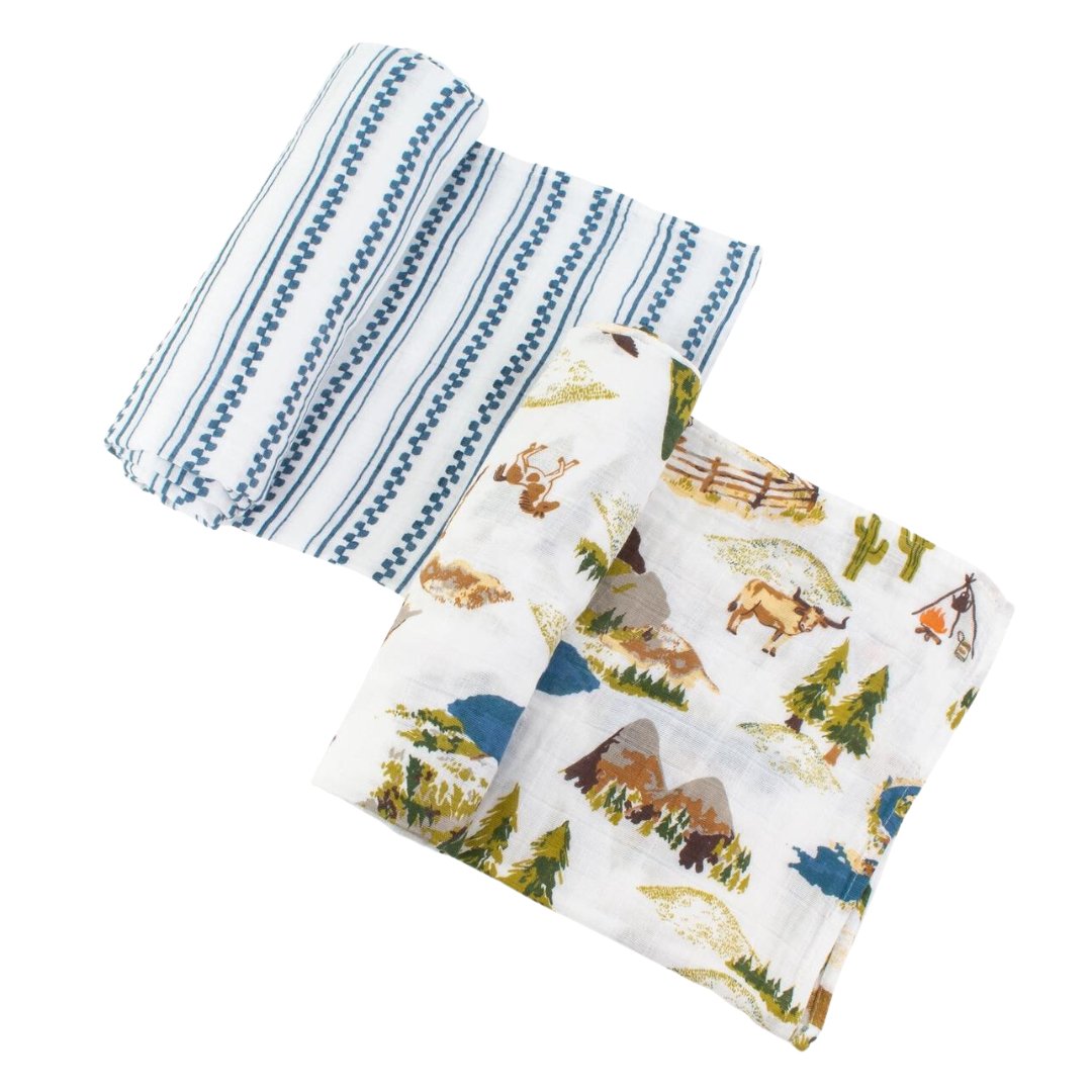 Bebe au Lait Wyoming + Western Stripe Classic Muslin Swaddle Blanket Set - Henry + Olives