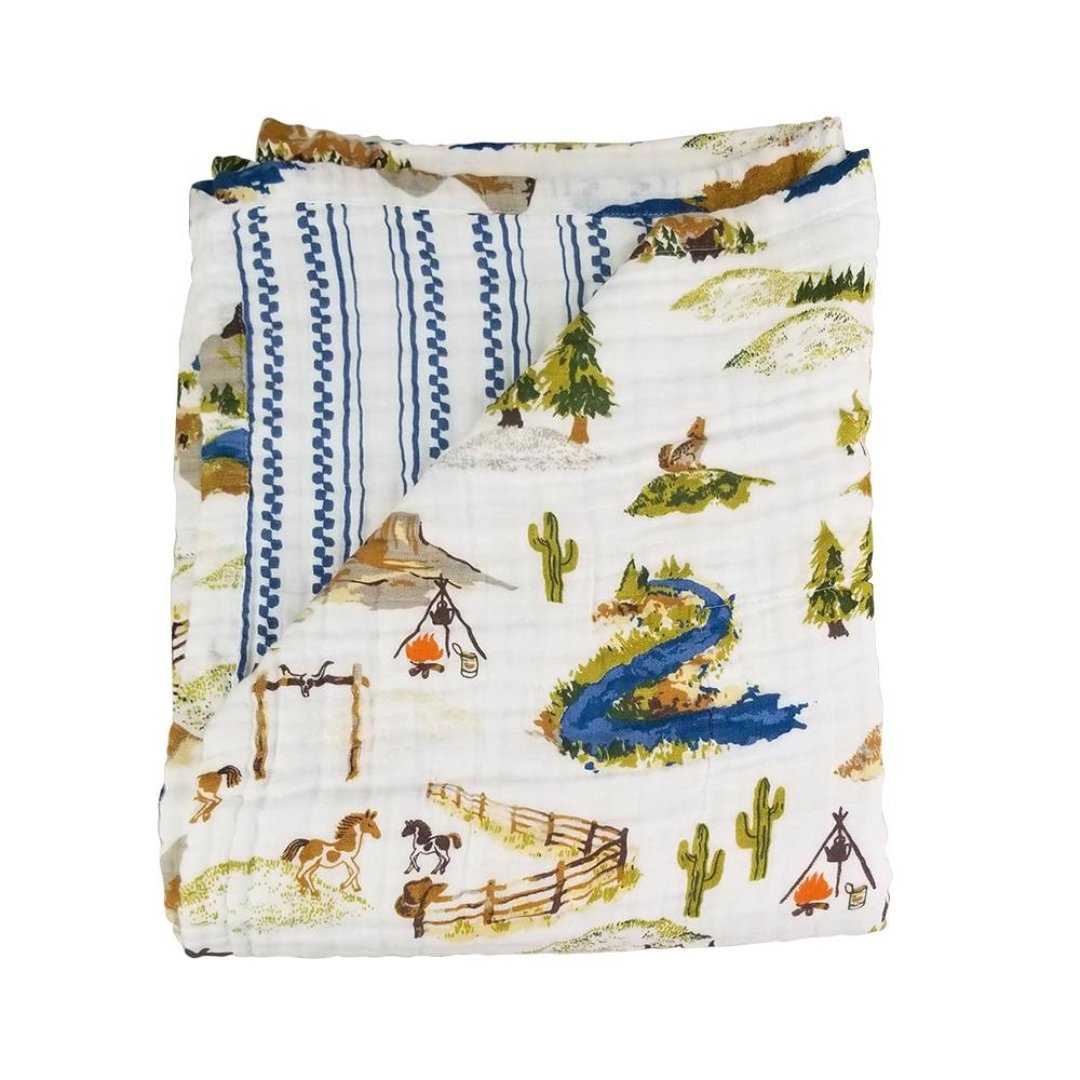 Bebe au Lait Wyoming+Western Stripe Classic Muslin Super Snuggle Blanket - Henry + Olives