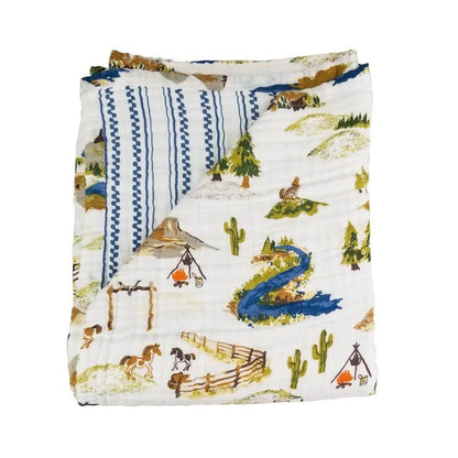 Bebe au Lait Wyoming+Western Stripe Classic Muslin Super Snuggle Blanket - Henry + Olives