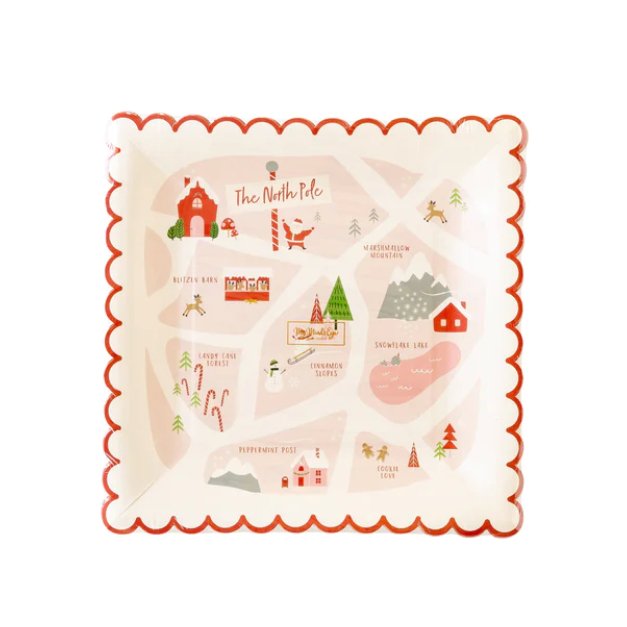 Believe North Pole Map Paper Plate - Henry + Olives