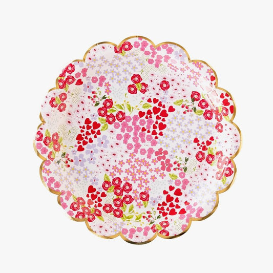 Ditzy Heart & Florals Paper Plate - Henry + Olives