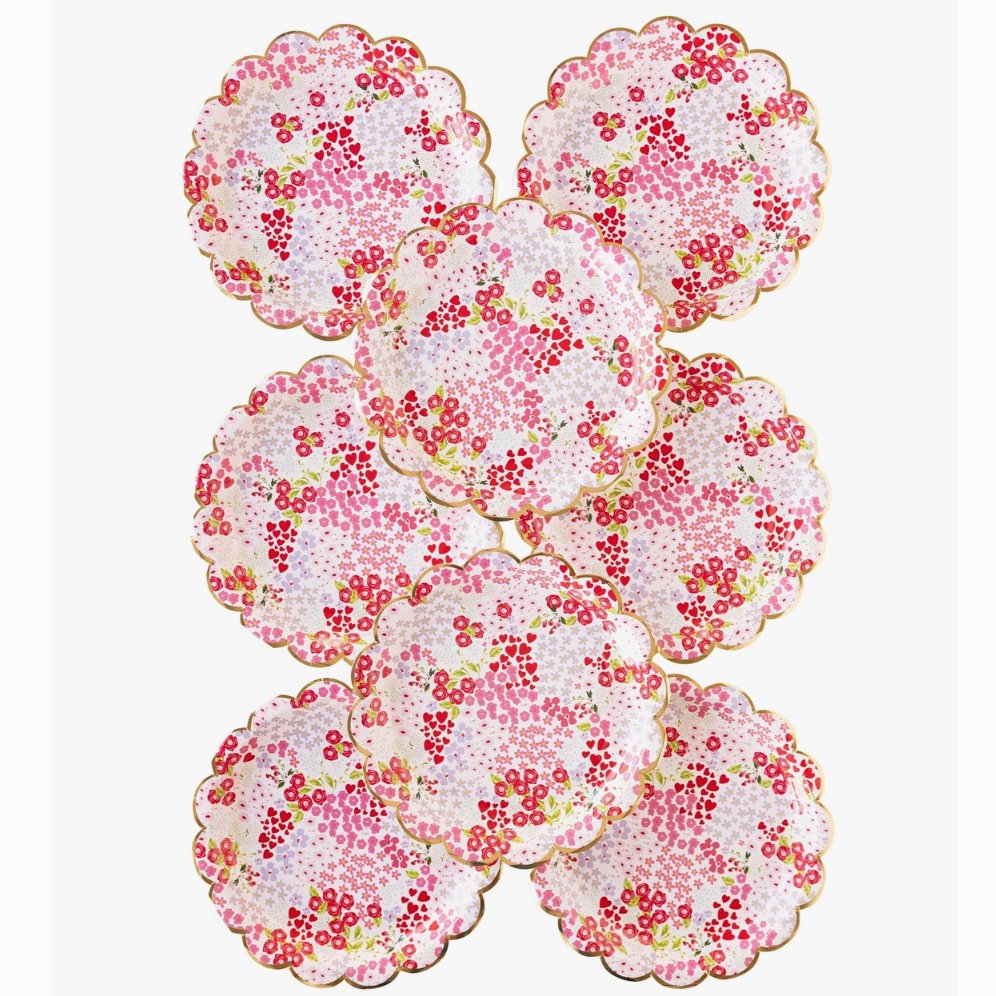 Ditzy Heart & Florals Paper Plate - Henry + Olives