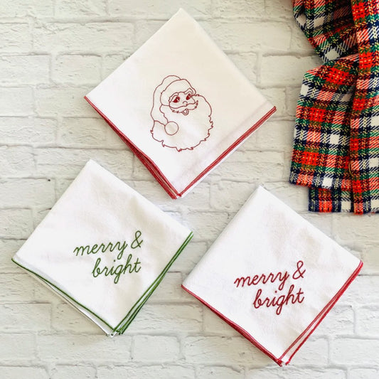 Embroidered Holiday Flour Sack Towels, Set of 3 - Henry + Olives