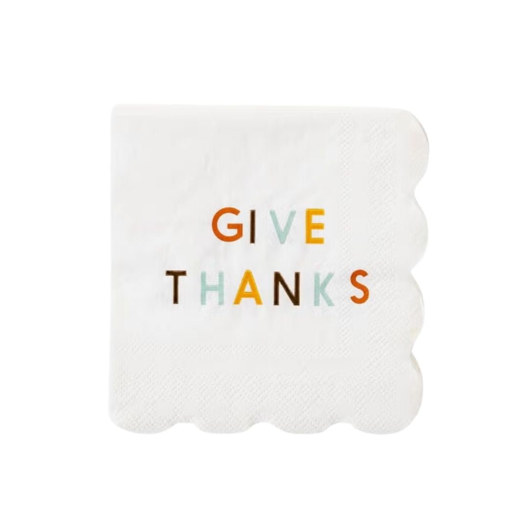 Give Thanks Thanksgiving Cocktail Napkins - Henry + Olives