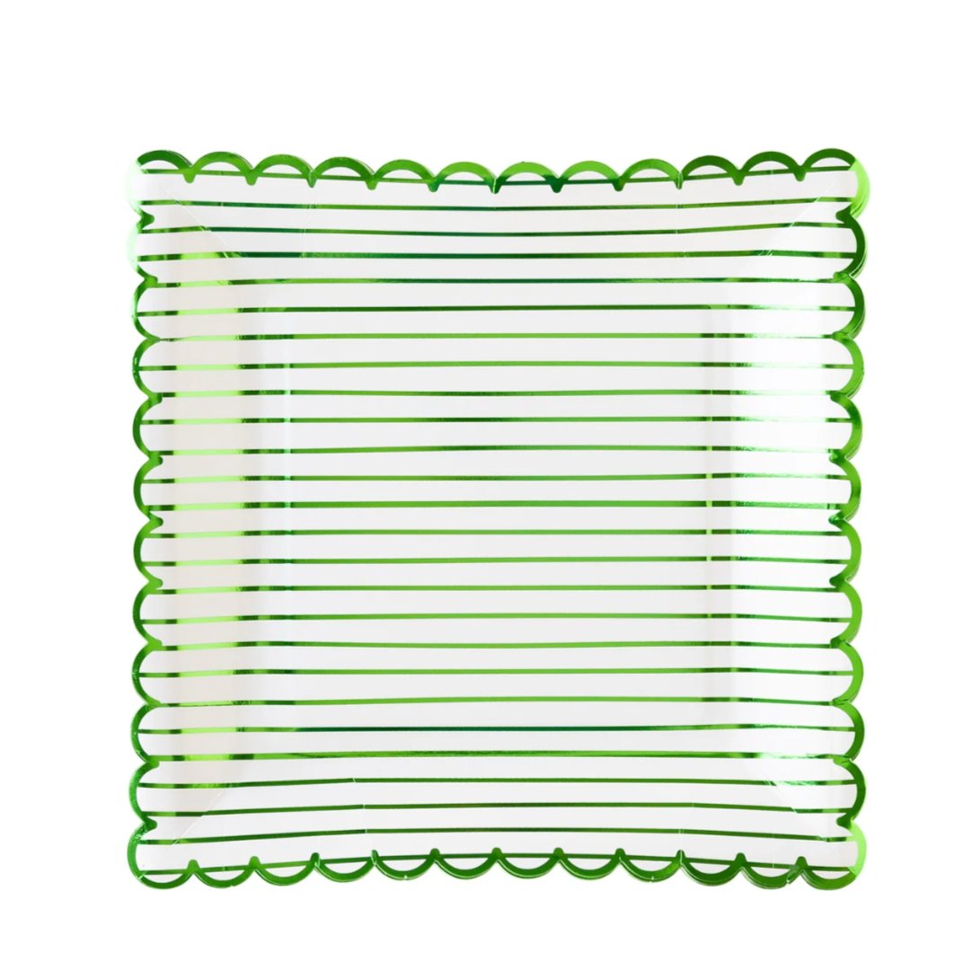 Green Striped Paper Plates - Henry + Olives