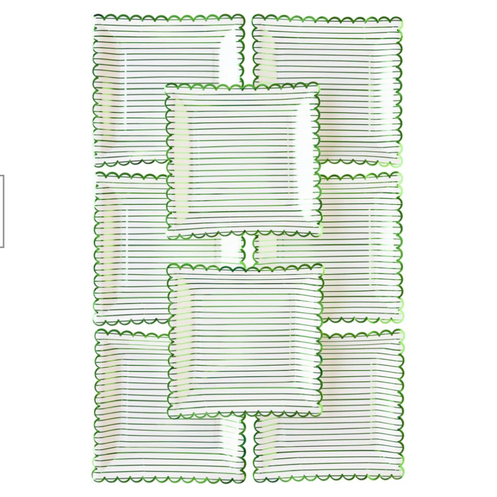 Green Striped Paper Plates Henry + Olives