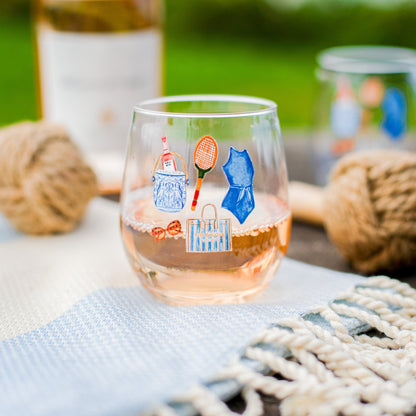 Hampton Summer Stemless Wine Glass Set - Henry + Olives