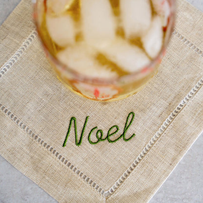 Happy Holidays Linen Cocktail Napkins - Henry + Olives