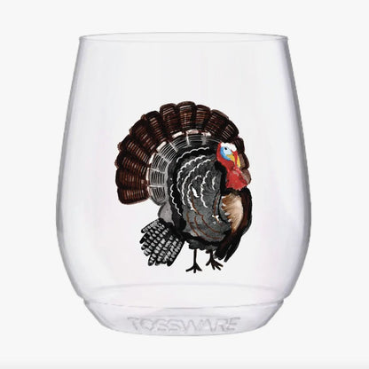 Happy Thanksgiving Turkey Stemless Tossware Wine Glass Set - Henry + Olives