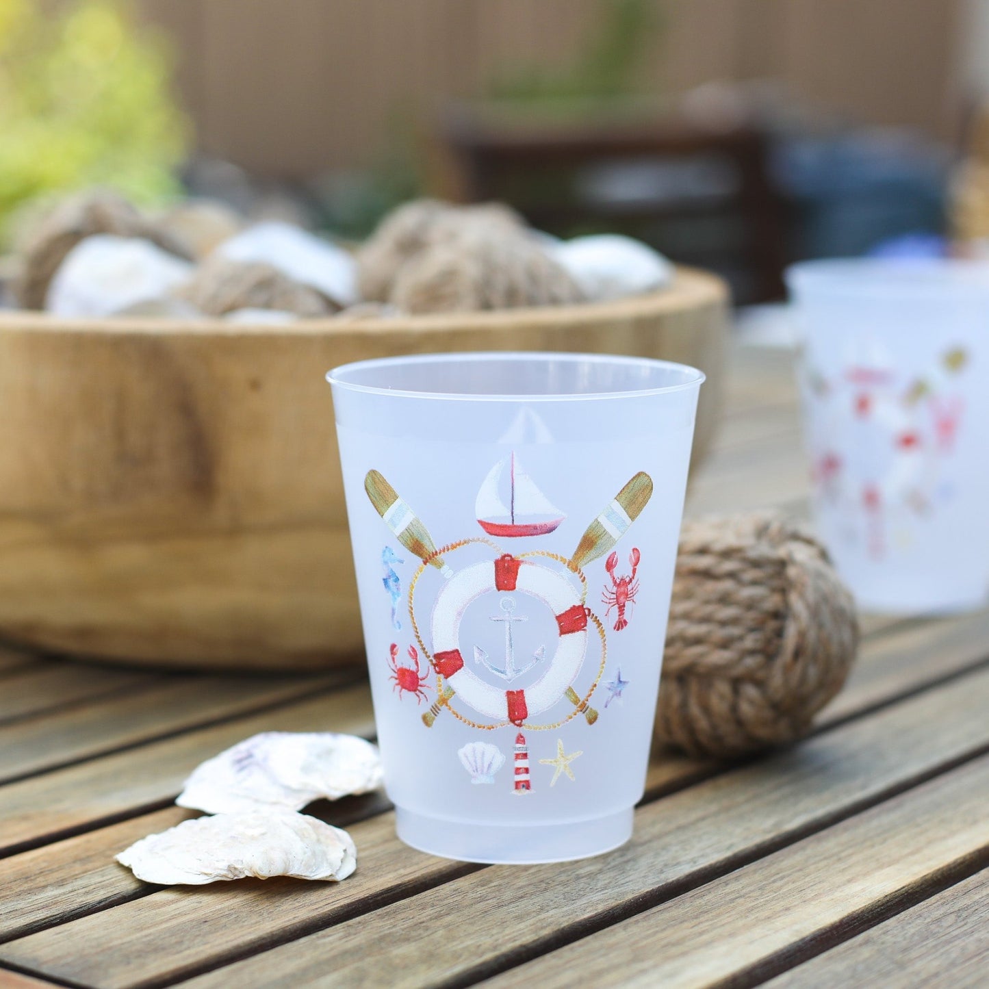 Nautical Life Frosted Cups (Set of 6) - Henry + Olives