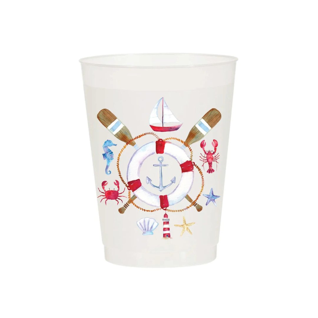 Nautical Life Frosted Cups (Set of 6) - Henry + Olives