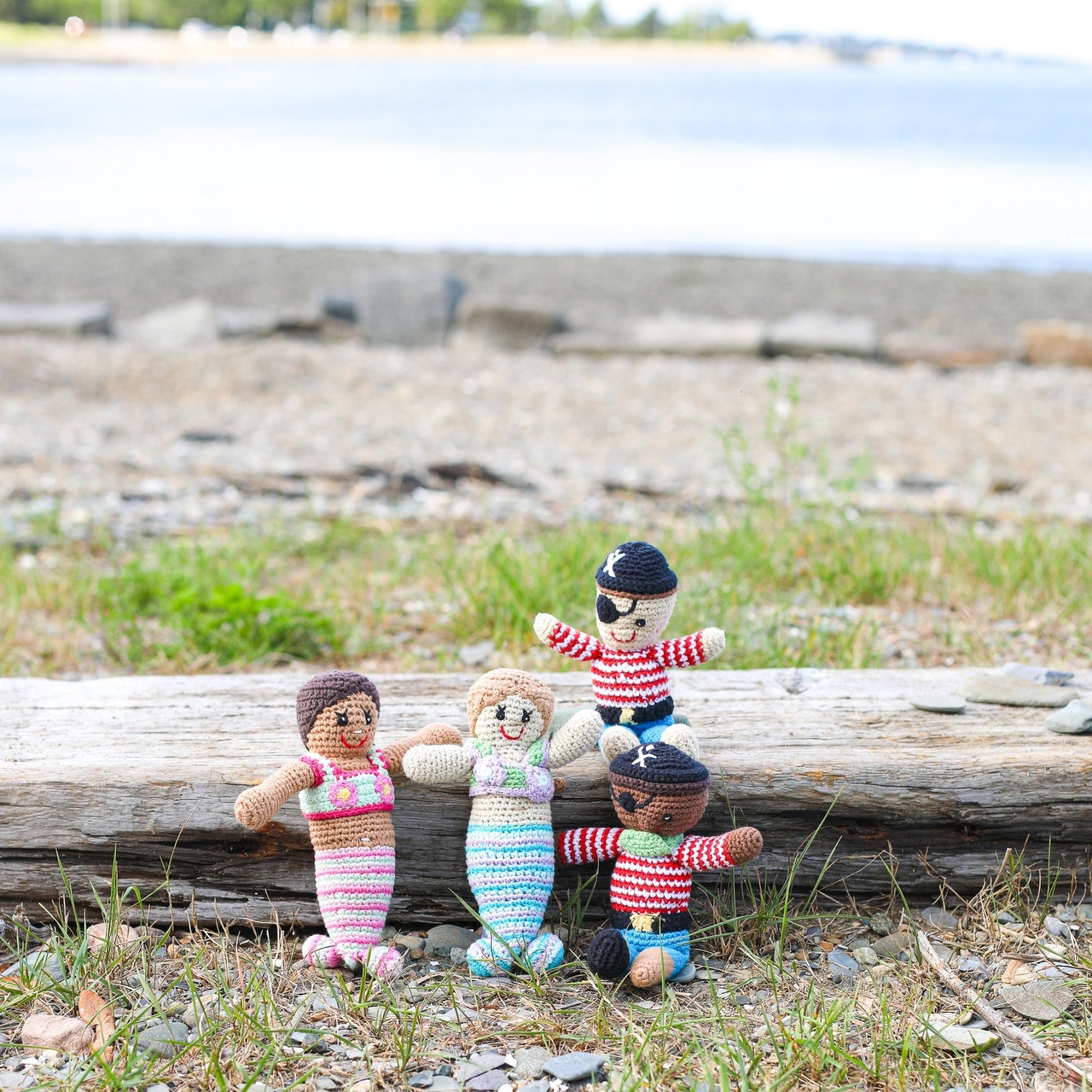 Organic Mermaid and Pirate Mini Doll Rattle Set - Henry + Olives