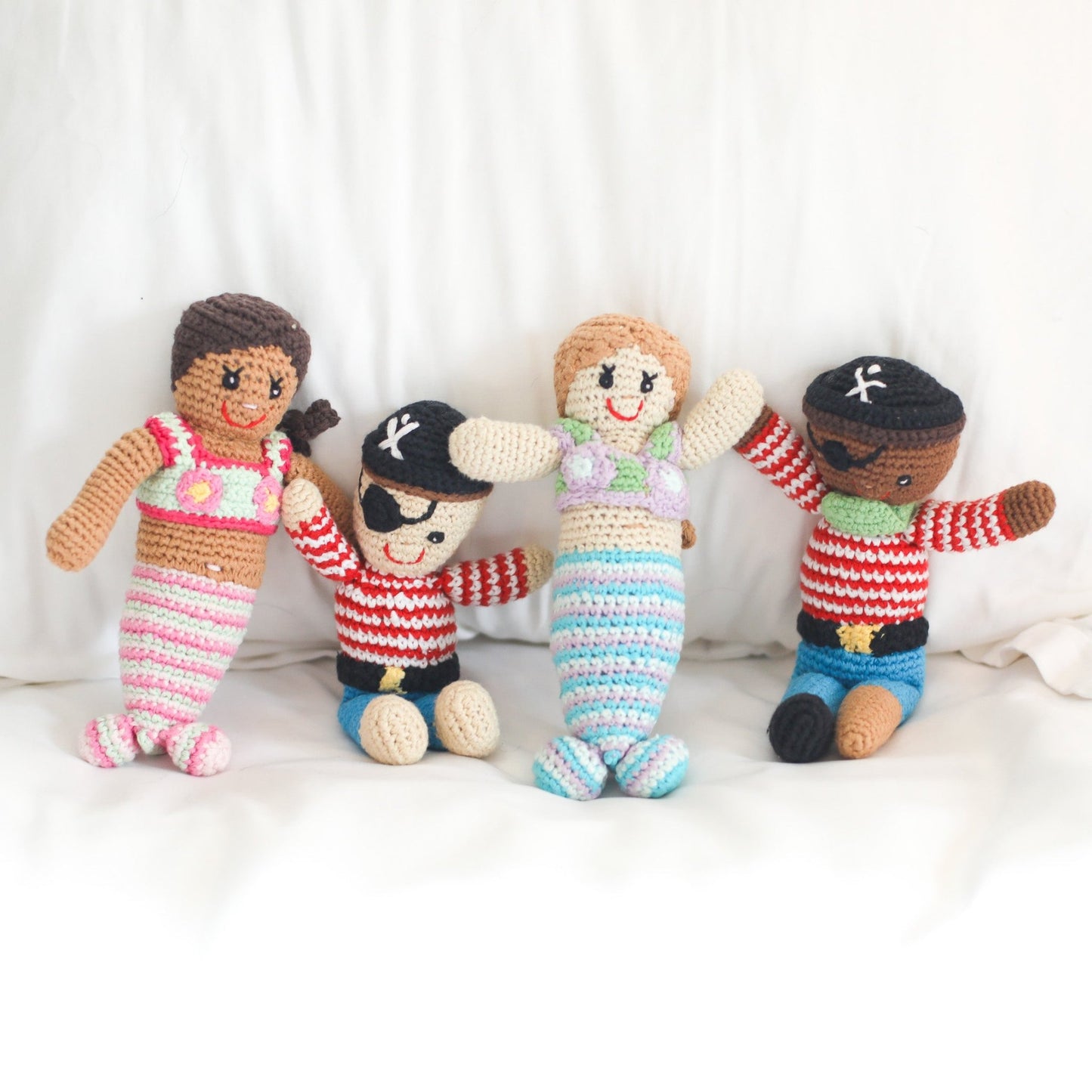 Organic Mermaid and Pirate Mini Doll Rattle Set - Henry + Olives