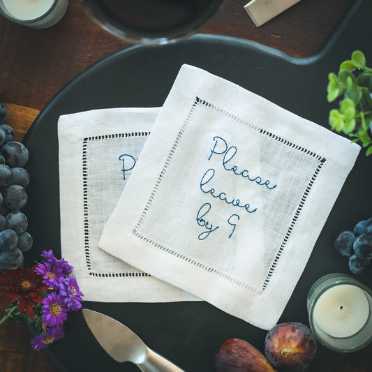 Please Leave by 9 Cocktail Napkins, Set of 4 - Henry + Olives